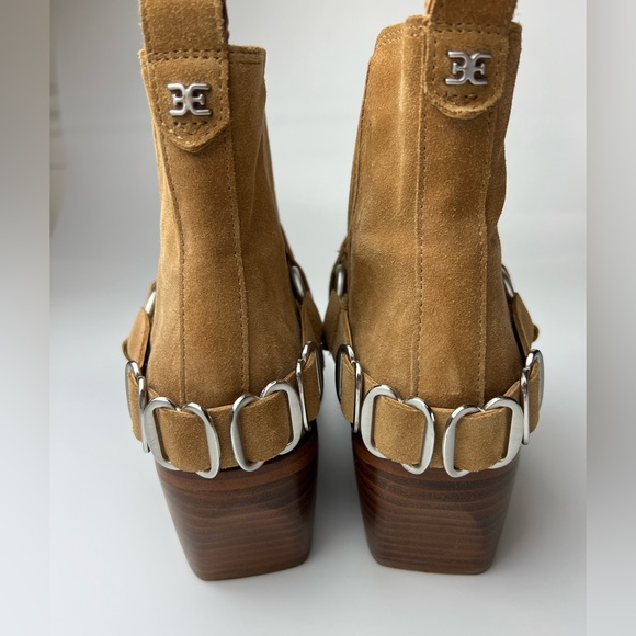 SAM EDELMAN Bellamie Suede Riding Heel Biker Boots Size 9 - Picture 9 of 16